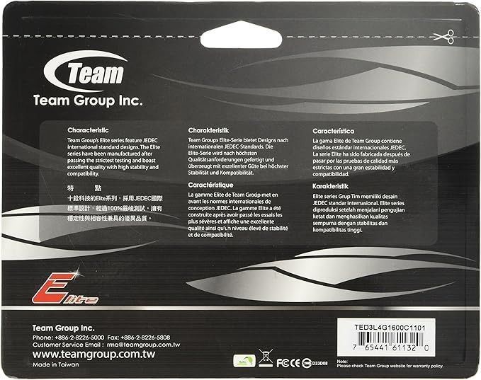 Модуль памяти DDR3 4GB/1600 1,35V Team Elite (TED3L4G1600C1101) DC74653 фото