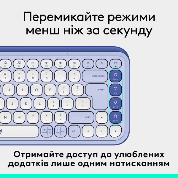 Клавiатура бездротова Logitech Pop Icon Keys Lilac (920-013074) DC530334 фото