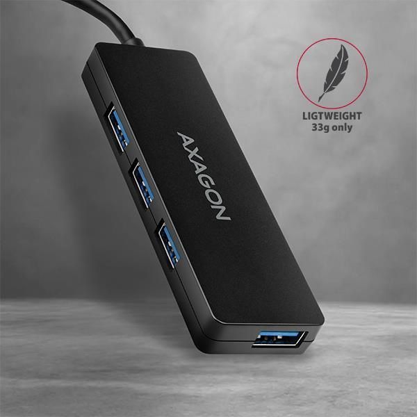 Хаб AXAGON HUE-G1A SuperSpeed USB SLIM hub, кабель 14см Type-A, Черный EL1438784 фото