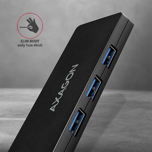 Хаб AXAGON HUE-G1A SuperSpeed USB SLIM hub, кабель 14см Type-A, Черный EL1438784 фото