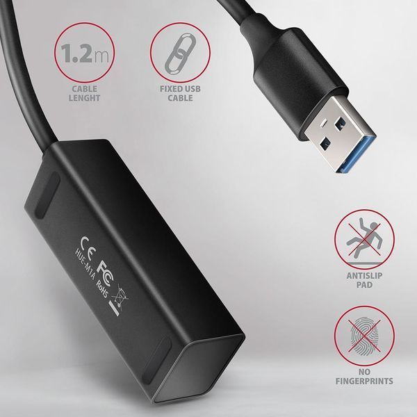 Хаб AXAGON HUE-M1AL SuperSpeed USB-A MINI hub, USB-A кабель 120см, Черный EL1438787 фото