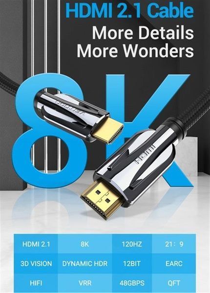 Кабель Vention HDMI - HDMI v.2.1 (M/M), 1.5 м, Black (AALBG) DC527670 фото