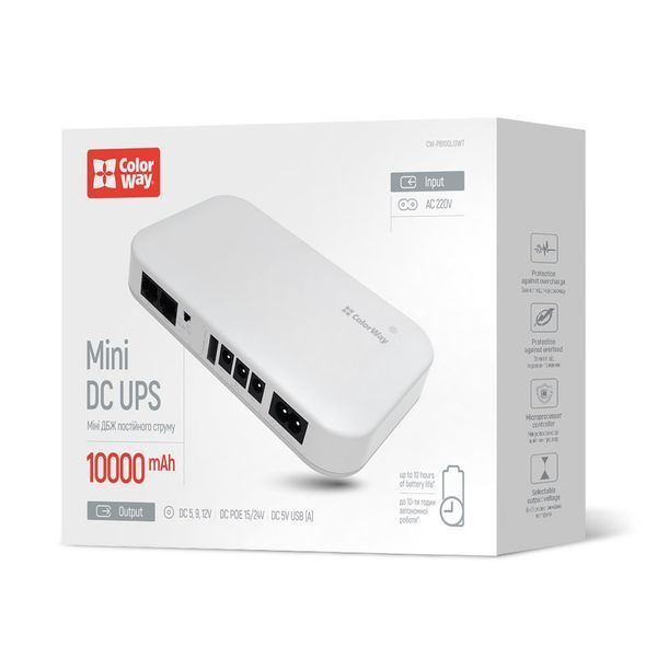 ИБП для роутеров/коммутаторов ColorWay CW-PB100LI3WT 10000mAh 21W DC 5V/9V/12V/24V DC543022 фото