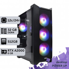 Робоча станція PowerUp Desktop #135 Ryzen 9 5900x/32 GB/HDD 2 TB/SSD 512GB/NVIDIA Quadro RTX A2000 6GB