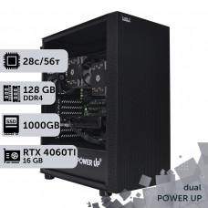 Двопроцесорна робоча станція PowerUp #418 Xeon E5 2680 v4 x2/128 GB/SSD 1TB/GeForce RTX 4060Ti 16GB