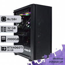 Робоча станція PowerUp Desktop #497 Ryzen 7 9700х/32 GB/SSD 2TB/GeForce RTX 4060Ti 16GB