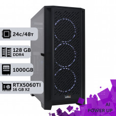 AI Workstation PowerUp #45 AMD EPYC 7F72/128 GB/SSD 1TB/GeForce RTX 5060Ti 16GB x2