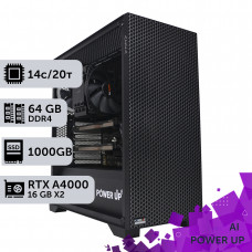 AI Workstation PowerUp #17 Core i5 14500/64 GB/SSD 1TB/NVIDIA Quadro RTX A4000 16GB x2