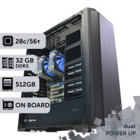 Двопроцесорна робоча станція PowerUp #180 Xeon E5 2680 v4 x2/32 GB/SSD 512GB/Int Video