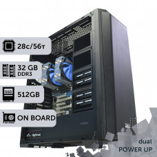 Двопроцесорна робоча станція PowerUp #180 Xeon E5 2680 v4 x2/32 GB/SSD 512GB/Int Video