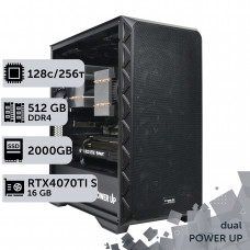 Двопроцесорна робоча станція PowerUp #436 AMD EPYC 7713 x2/512 GB/SSD 2TB/GeForce RTX 4070Ti Super 16GB