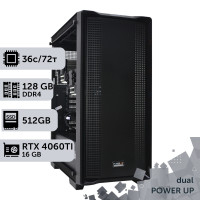 Двопроцесорна робоча станція PowerUp #420 Xeon E5 2699 v3 x2/128 GB/HDD 2 TB/SSD 512GB/GeForce RTX 4060Ti 16GB