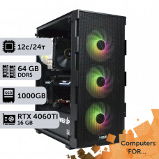 Комп'ютер Power Up #1 для After Effects/Ryzen 9 7900x/64 GB/HDD 2 TB/SSD 1TB/GeForce RTX 4060Ti 16GB