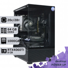 Робоча станція PowerUp Desktop #710 Core i7 14700K/64 GB/SSD 1TB/GeForce RTX 4060Ti 8GB