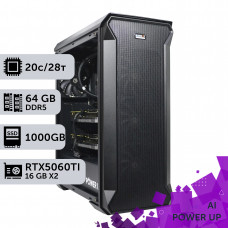AI Workstation PowerUp #46 Core i7 14700K/64 GB/SSD 1TB/GeForce RTX 5060Ti 16GB x2