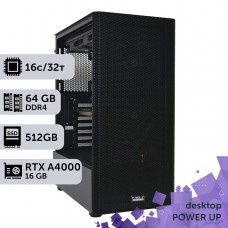 Робоча станція PowerUp Desktop #104 Ryzen 9 5950x/64GB/HDD 1TB/SSD 512GB/NVIDIA Quadro RTX A4000 16GB