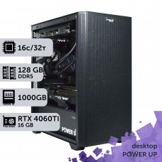 Робоча станція PowerUp Desktop #586 Ryzen 9 7950x/128 GB/SSD 1TB/GeForce RTX 4060Ti 16GB