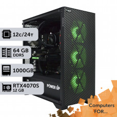 Комп'ютер Power Up #12 для Premiere Pro/Ryzen 9 7900x/64 GB/HDD 6 TB/SSD 1TB/GeForce RTX 4070 Super 12GB
