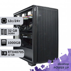 Робоча станція PowerUp Desktop #358 Ryzen 9 5900x/32 GB/HDD 2 TB/SSD 1TB/GeForce RTX 4070 Super 12GB
