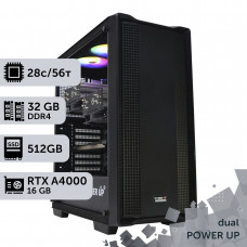 Двопроцесорна робоча станція PowerUp #208 Xeon E5 2680 v4 x2/32 GB/SSD 512GB/NVIDIA Quadro RTX A4000 16GB