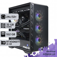 Робоча станція PowerUp Desktop #716 Core i9 14900K/32 GB/SSD 512GB/GeForce RTX 5060Ti 16GB